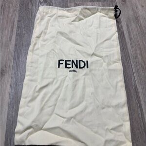 Fendi Ivory Storage Bag with Black Logo 17.5x11,5